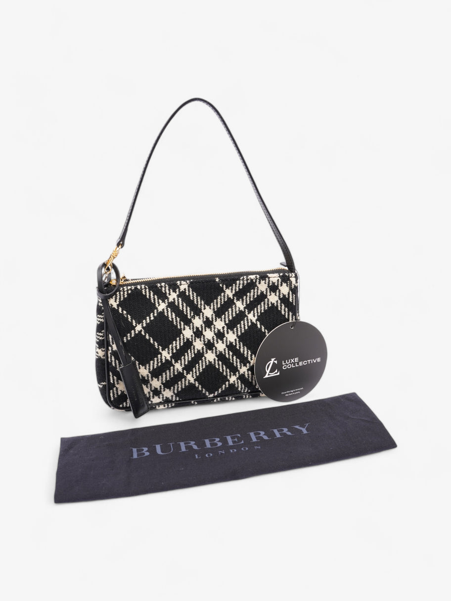 Burberry Check Pochette Black / White Wool Image 9