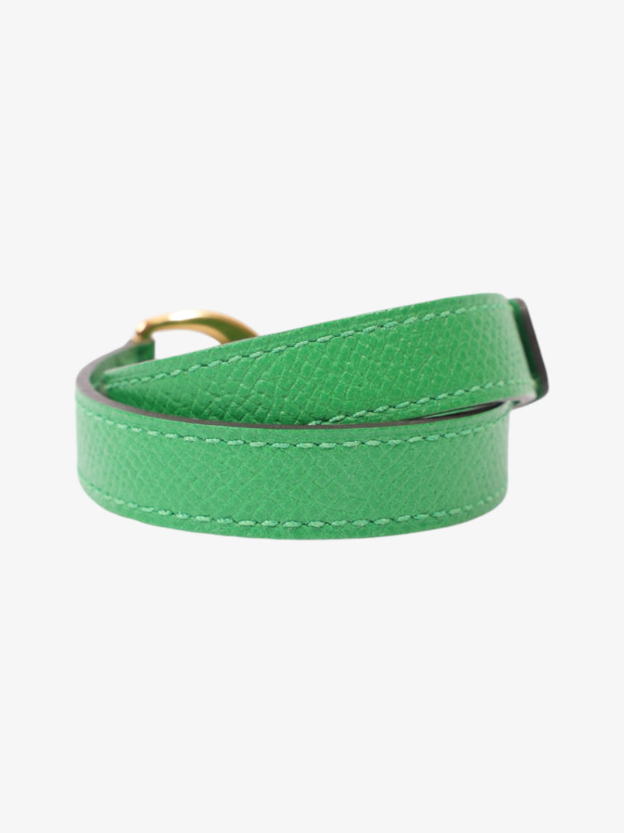 Hermes Double Tour Pavane Bracelet Green / Gold Leather Image 3