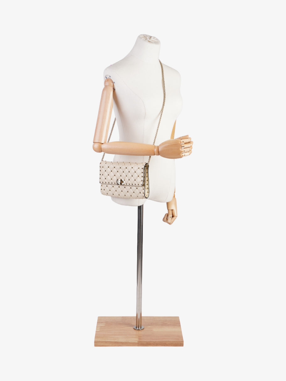 Valentino Rockstud Spike Clutch Cream Nappa Leather Luxe Collective