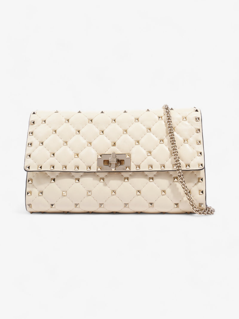  Valentino Rockstud Spike Clutch Cream Nappa Leather