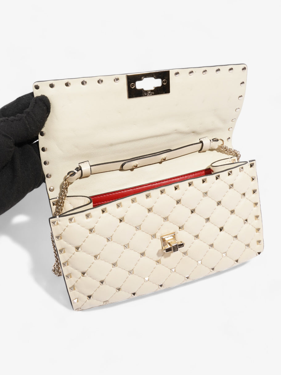 Valentino Rockstud Spike Clutch Cream Nappa Leather Image 7