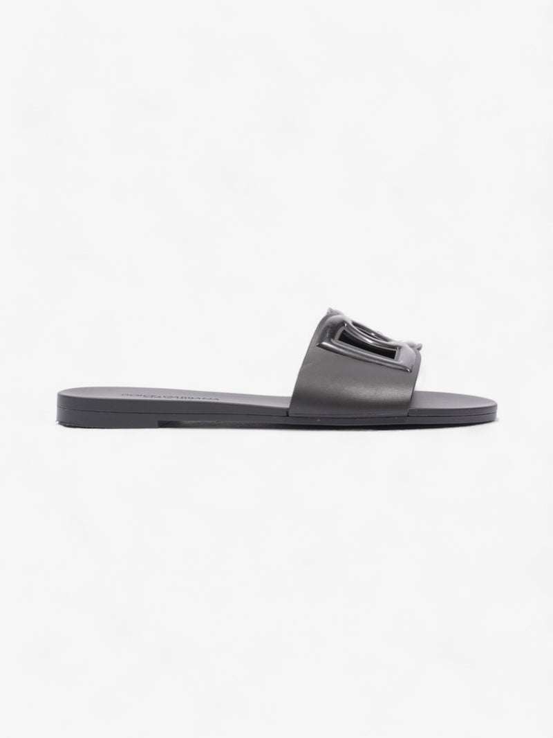  Dolce and Gabbana Interlocking Logo Slides Black Rubber EU 37 UK 4