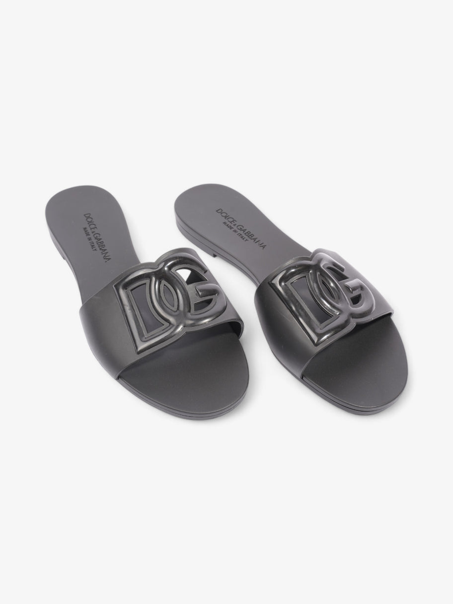 Dolce and Gabbana Interlocking Logo Slides Black Rubber EU 37 UK 4 Image 8