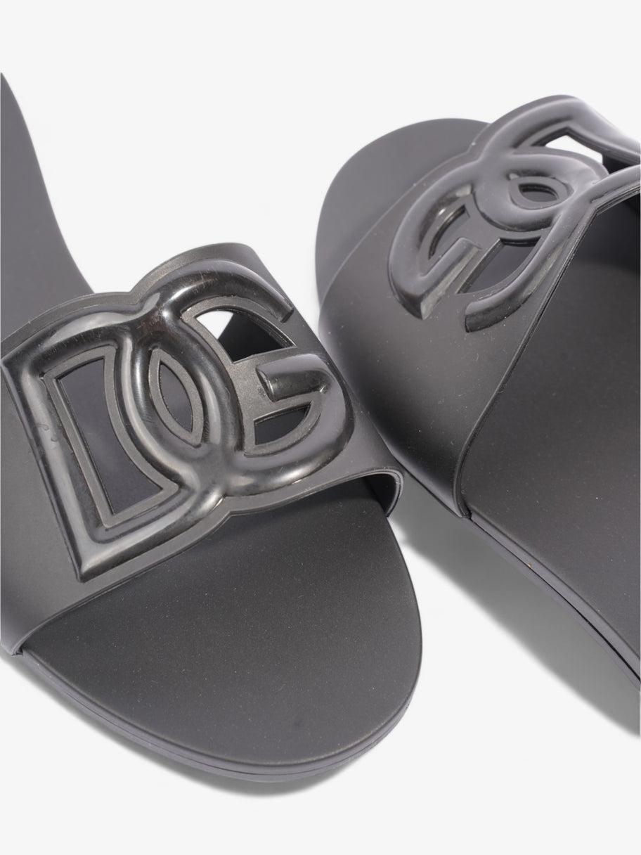 Dolce and Gabbana Interlocking Logo Slides Black Rubber EU 37 UK 4 Image 9