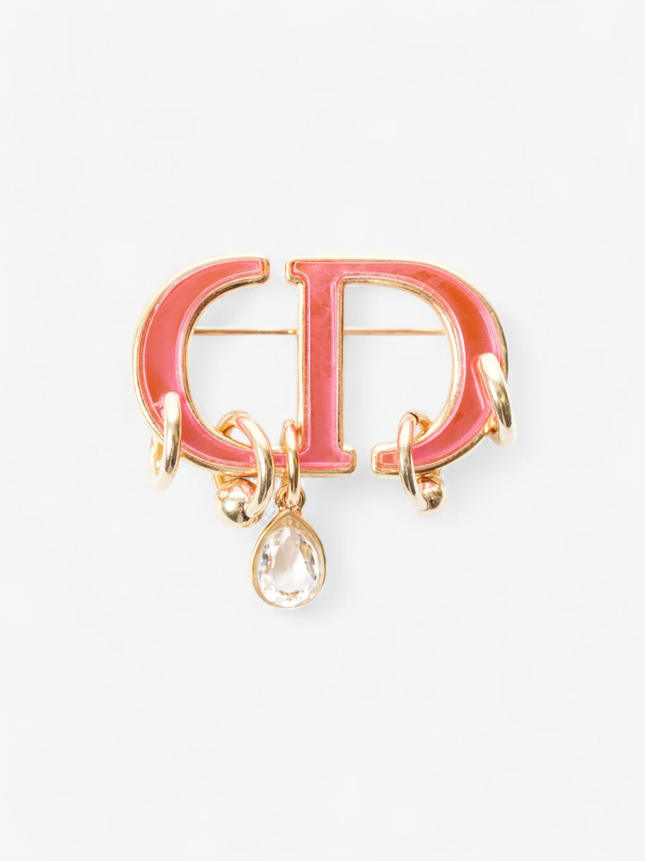 Christian Dior CD Brooch Pink / Gold Base Metal Image 1