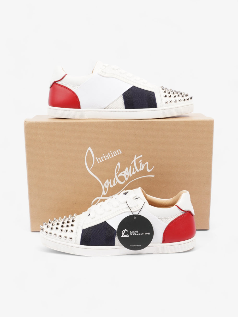 Christian Louboutin Elastkid Spikes Sneakers White / Navy / Red Mesh EU 39.5 UK 6.5 Image 10