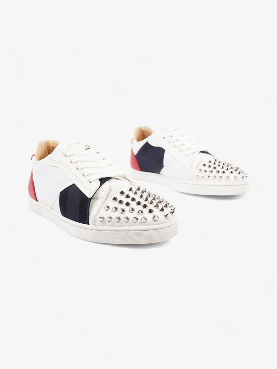 Christian Louboutin Elastkid Spikes Sneakers White / Navy / Red Mesh EU 39.5 UK 6.5 Image 2