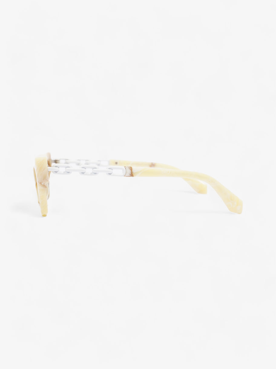 Off White Nina Cat-Eye Sunglasses Yellow Marble Acetate 145mm Image 2