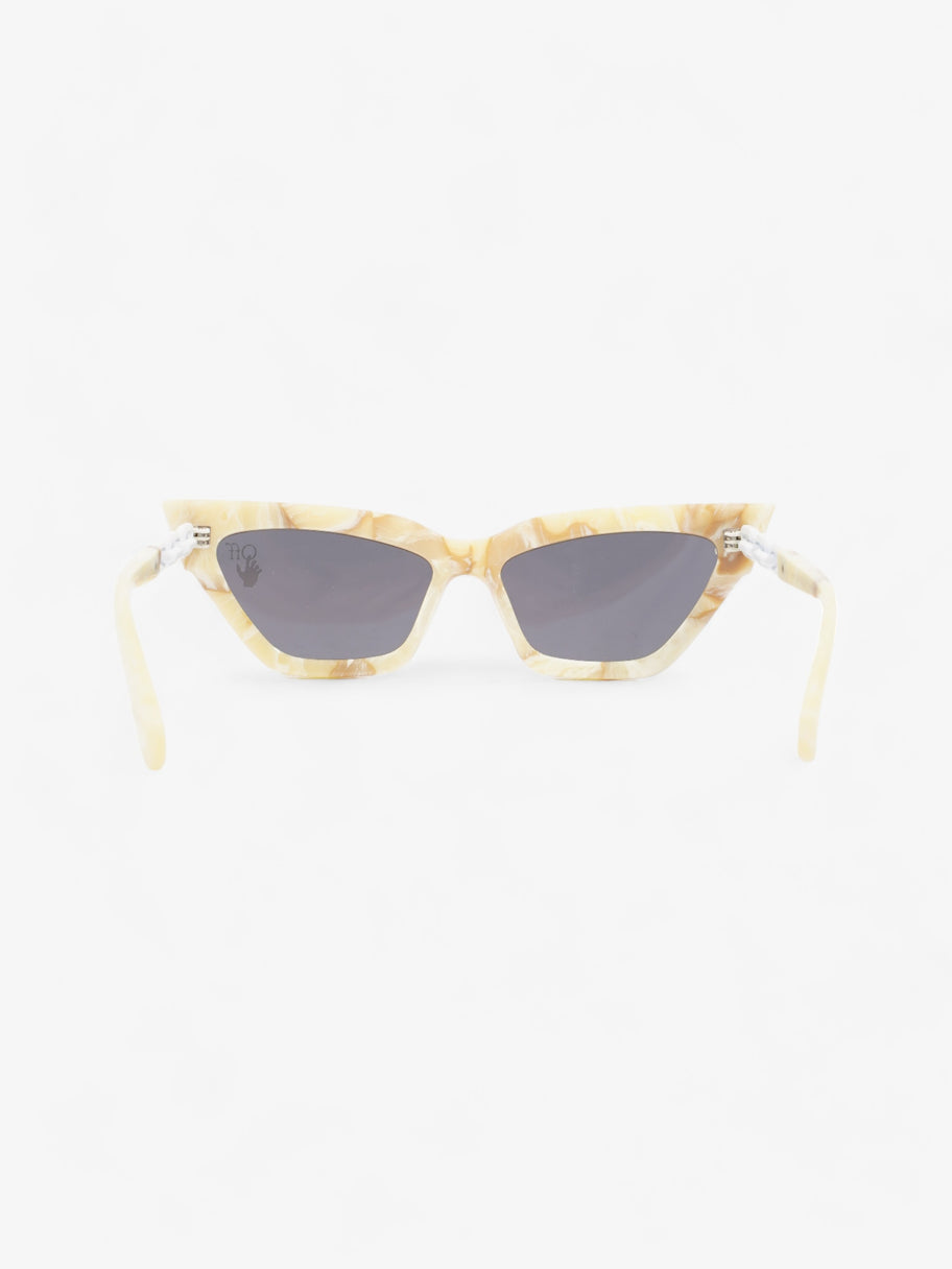 Off White Nina Cat-Eye Sunglasses Yellow Marble Acetate 145mm Image 3