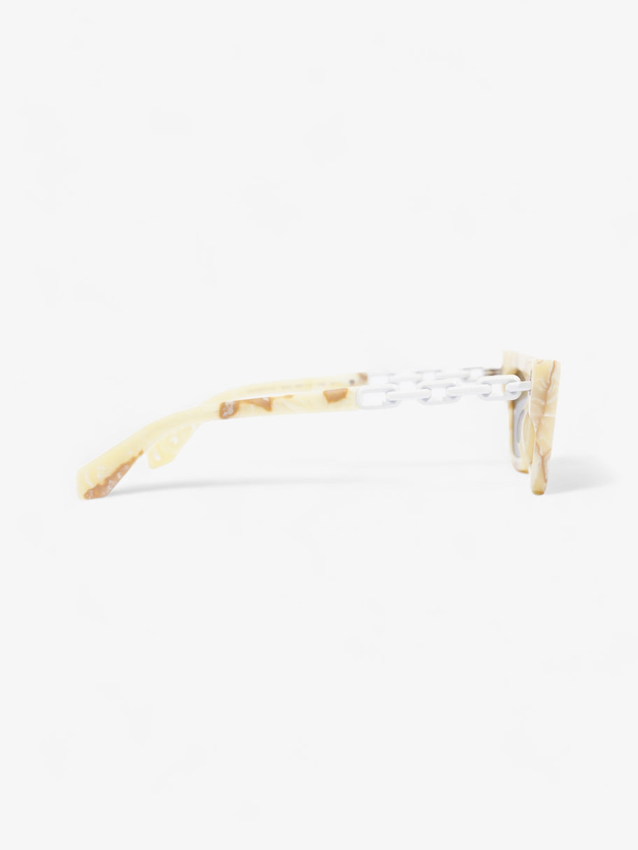 Off White Nina Cat-Eye Sunglasses Yellow Marble Acetate 145mm Image 4