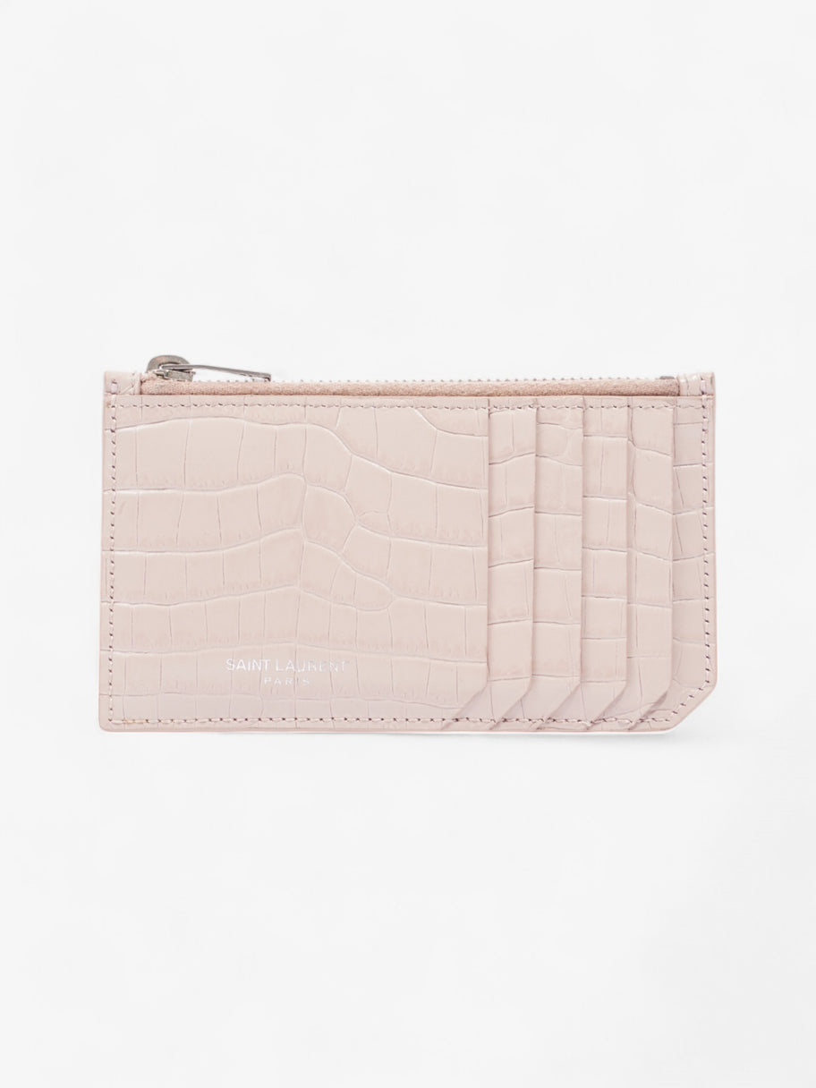 Saint Laurent 5 Card Holder Rose Beige  Embossed Leather Image 1