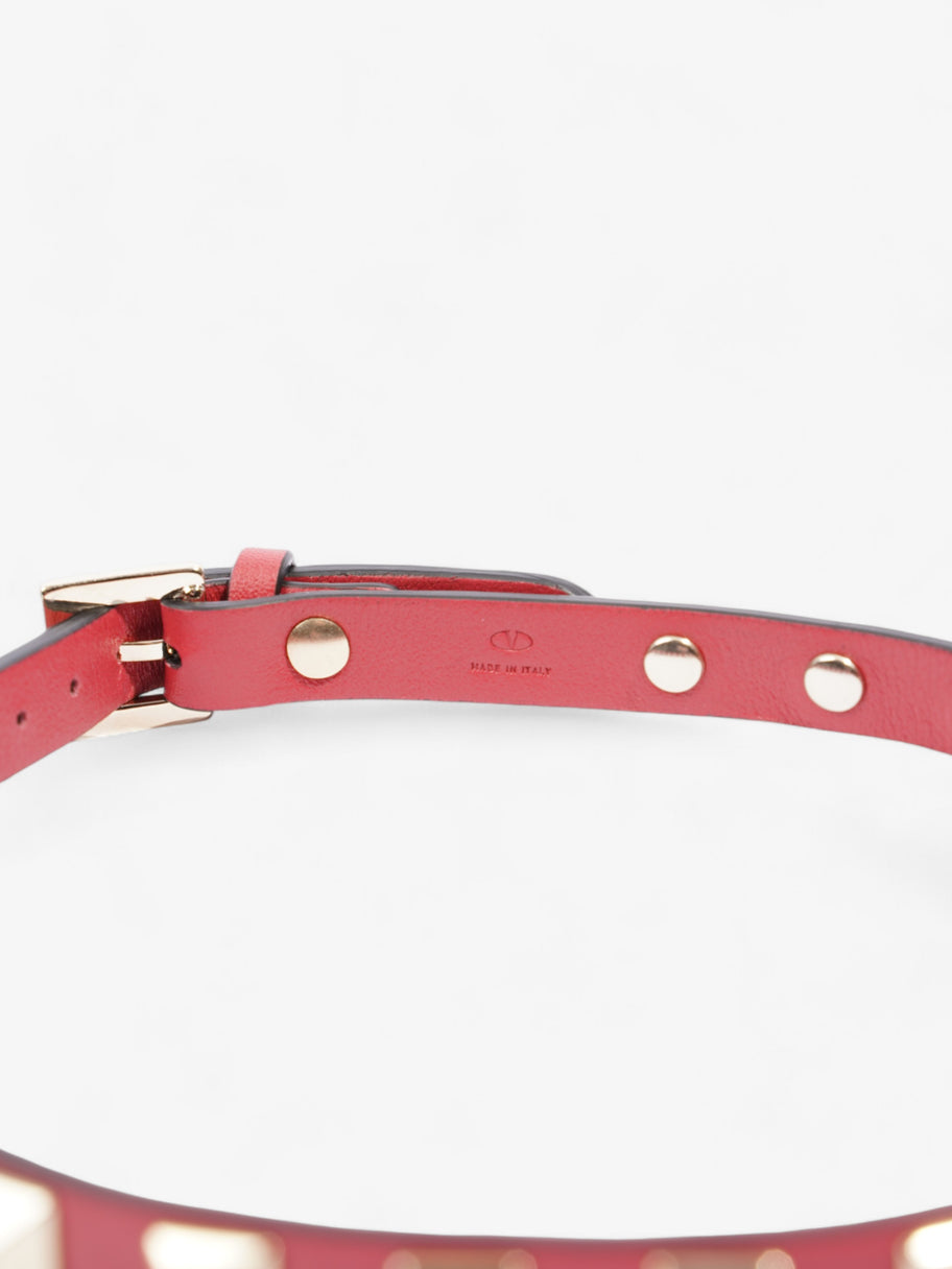 Valentino Rockstud Bracelet Red / Gold Leather Image 4