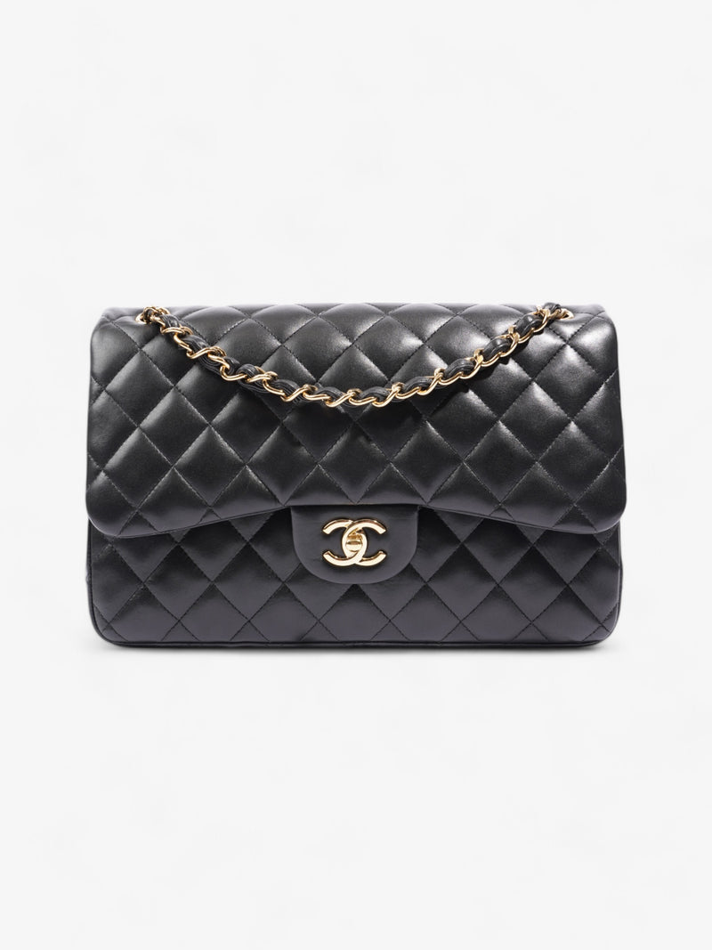  Chanel Classic Double Flap Black Lambskin Leather Large