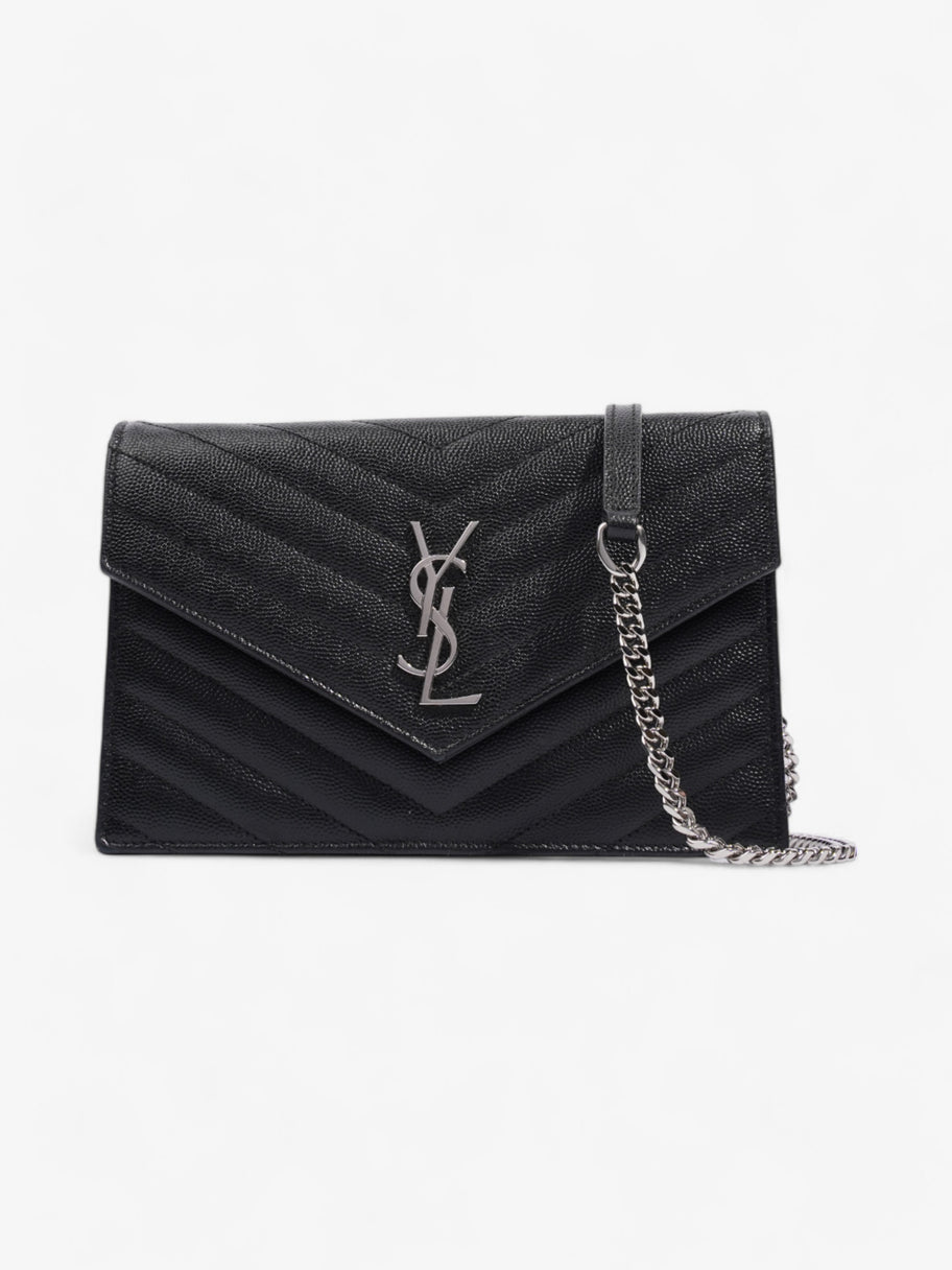 Saint Laurent Cassandre Envelope Chain Wallet Black Grained Leather Image 1