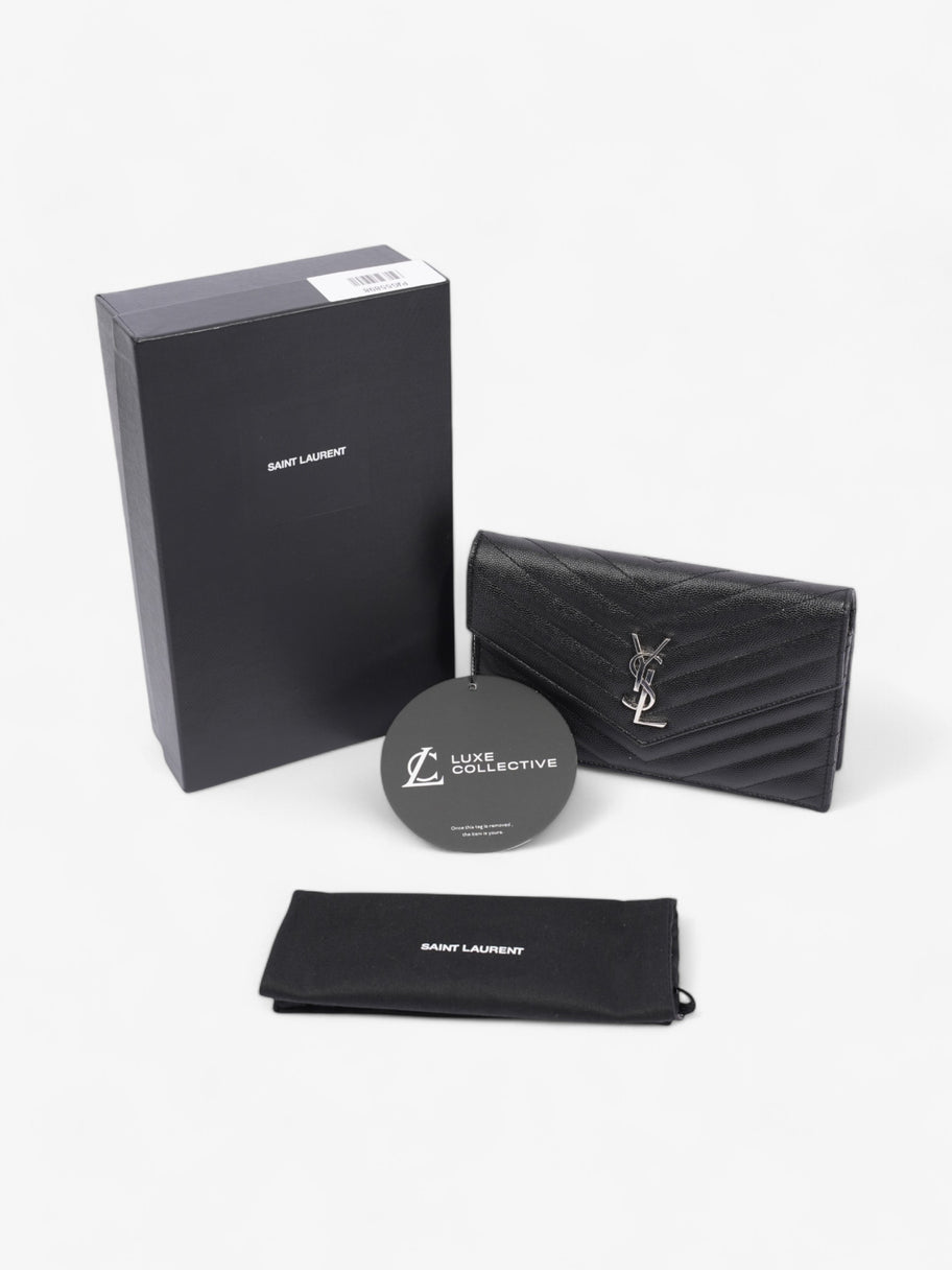 Saint Laurent Cassandre Envelope Chain Wallet Black Grained Leather Image 9