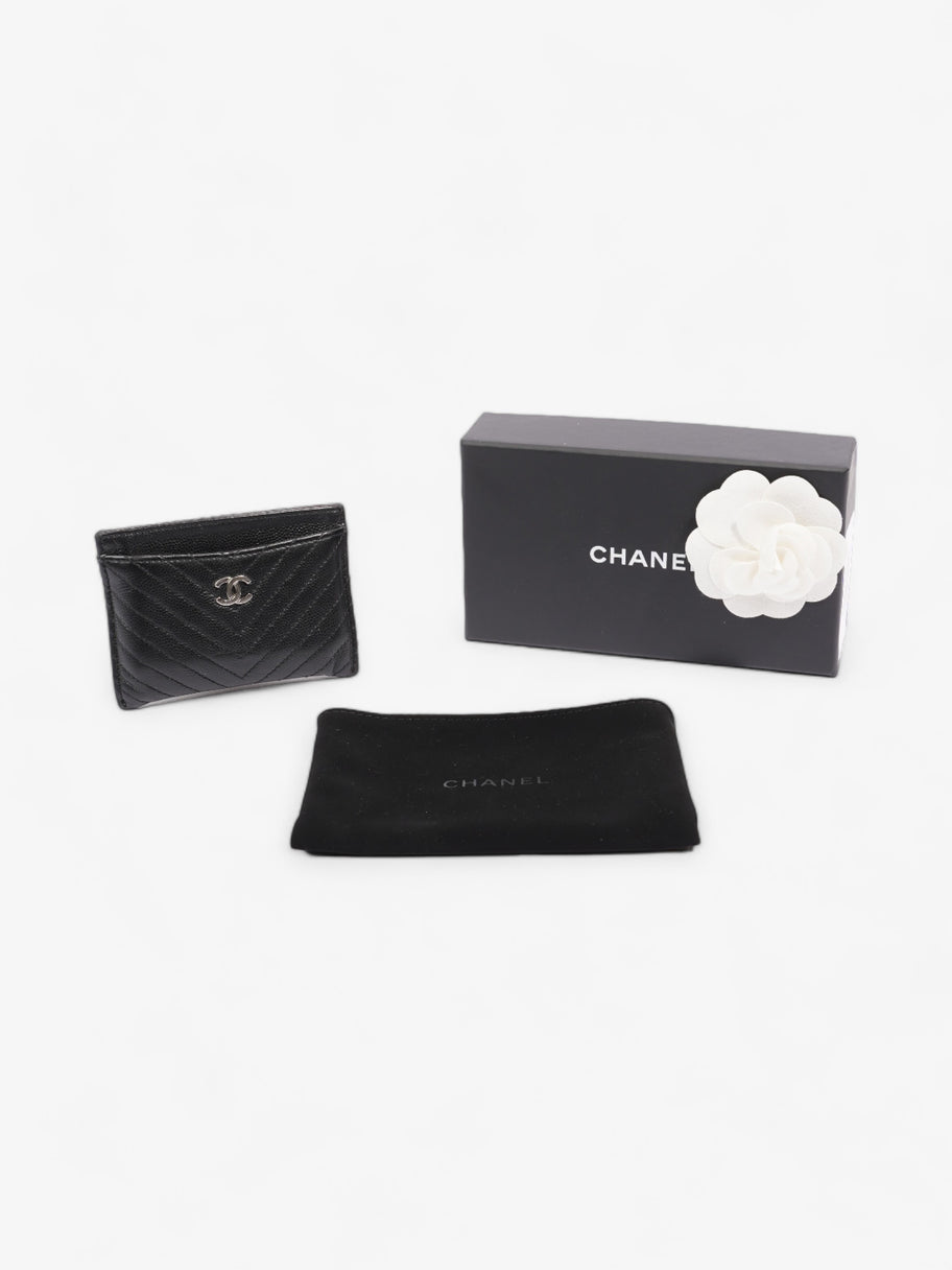 Chanel Chevron Card Holder Black Caviar Leather Image 6