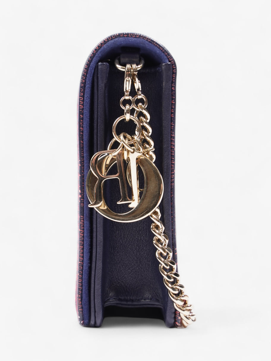 Christian Dior Animal Print Wallet on Chain Pink / Navy Blue Calfskin Leather Image 3