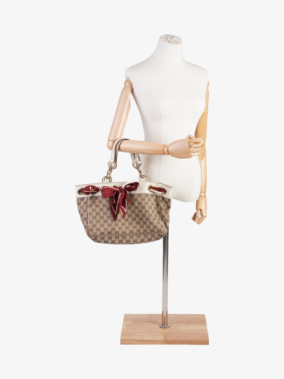 Gucci Positano Scarf Tote Beige And Ebony GG Supreme Canvas Image 2