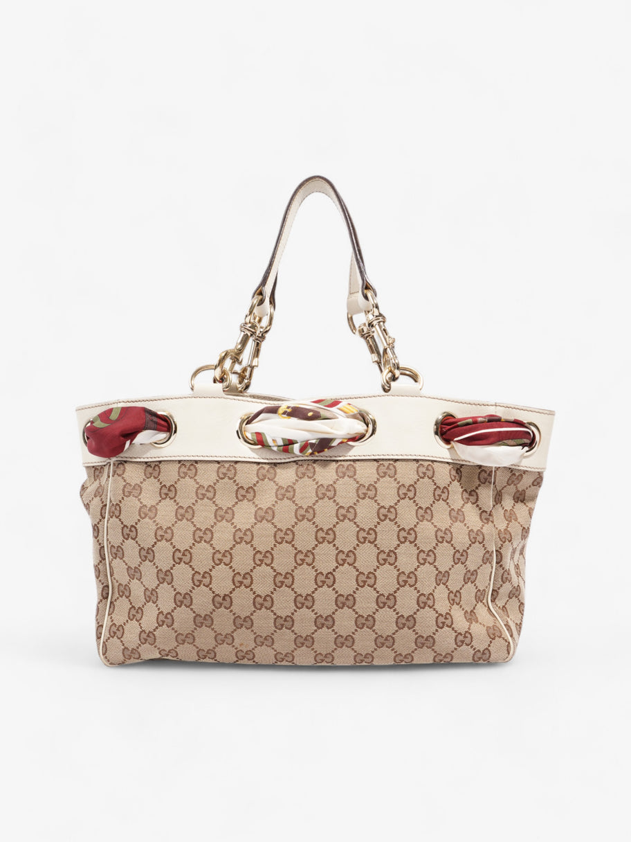 Gucci Positano Scarf Tote Beige And Ebony GG Supreme Canvas Image 4