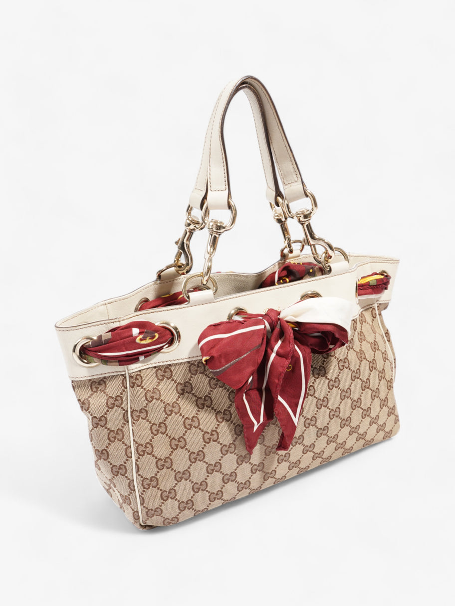 Gucci Positano Scarf Tote Beige And Ebony GG Supreme Canvas Image 6