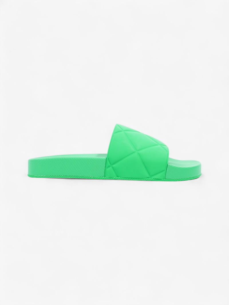  Bottega Veneta Quilted Slides Green Rubber EU 38 UK 5