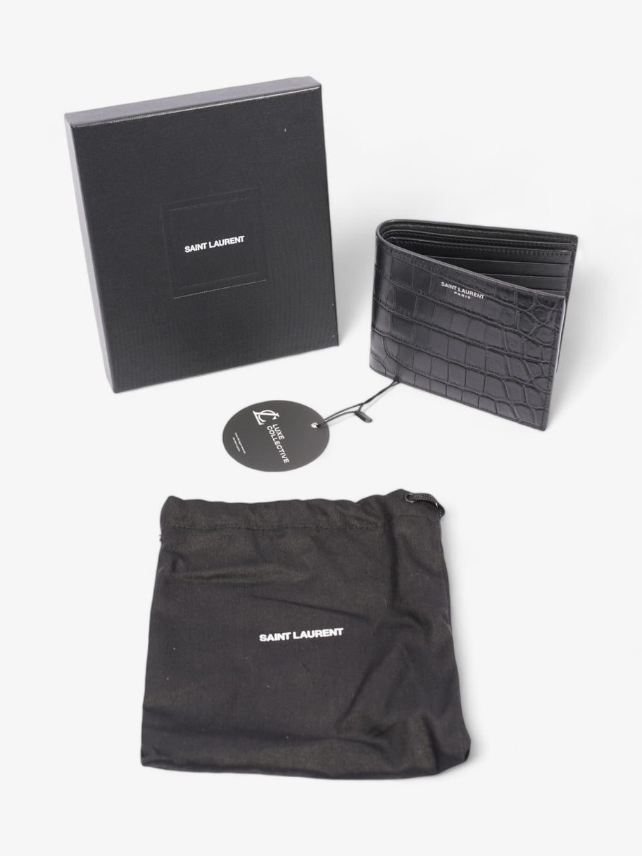 Saint Laurent Bi-Fold Wallet Black Embossed Leather Image 6