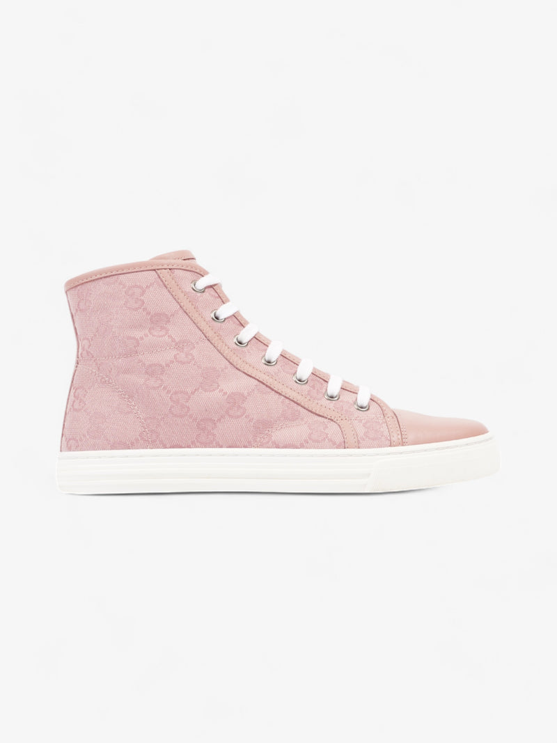  Gucci GG Monogram High-Top Sneakers Pink / White Canvas EU 38 UK 5