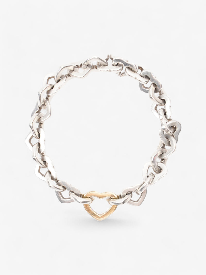  Tiffany and Co Open Heart Bracelet Silver / Yellow Gold Silver Sterling