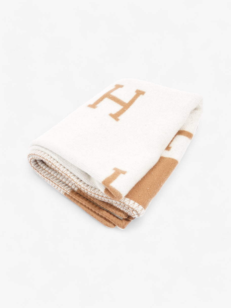 Hermes Avalon Throw Blanket Camel / Ecru Wool Image 5