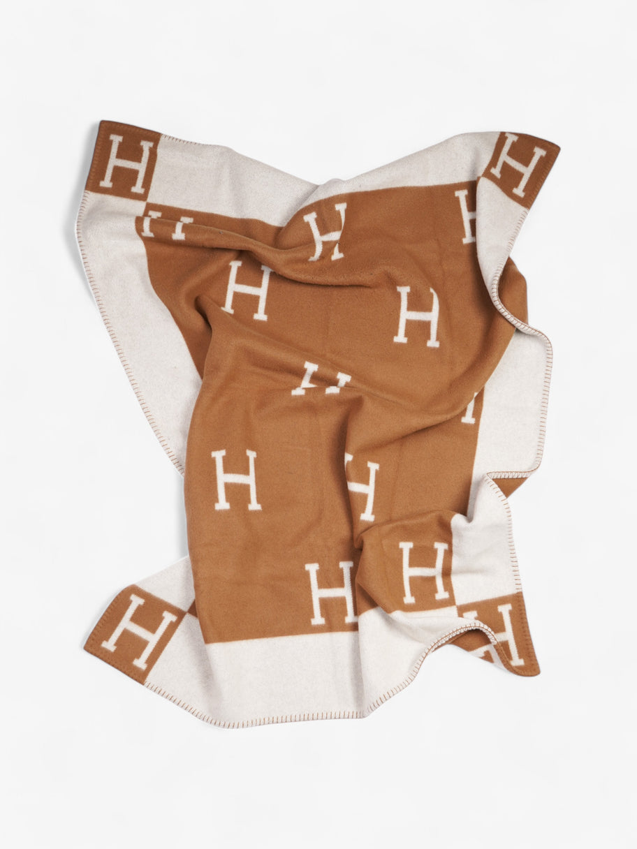 Hermes Avalon Throw Blanket Camel / Ecru Wool Image 9