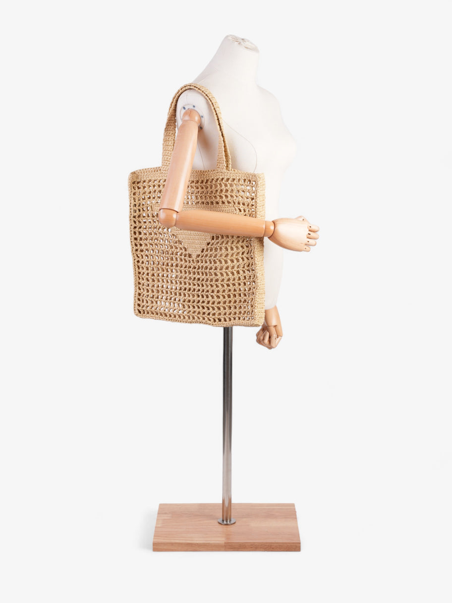 Prada Crochet Tote Natural Raffia Small Image 2