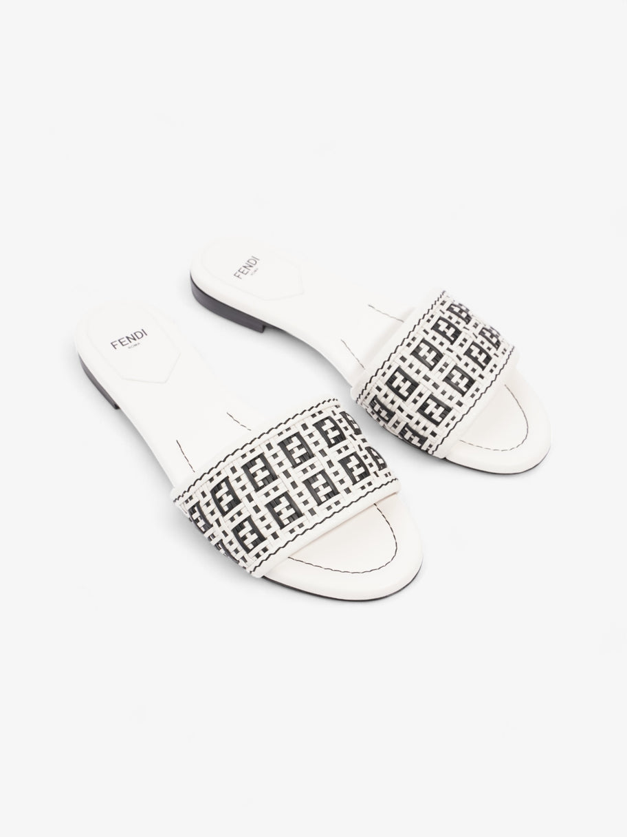 Fendi Ciabatta Slide White / Black Intrecciato Leather EU 37 UK 4 Image 2