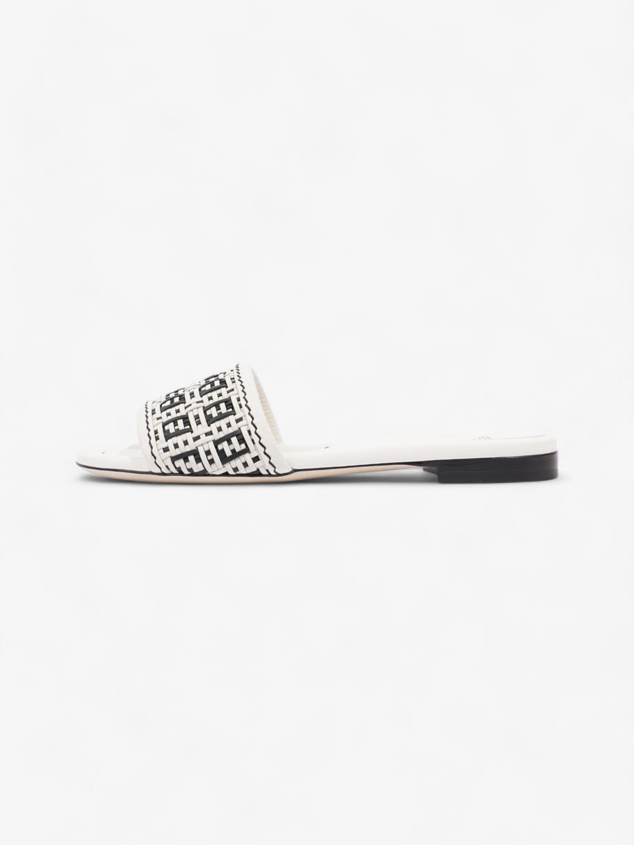 Fendi Ciabatta Slide White / Black Intrecciato Leather EU 37 UK 4 Image 5