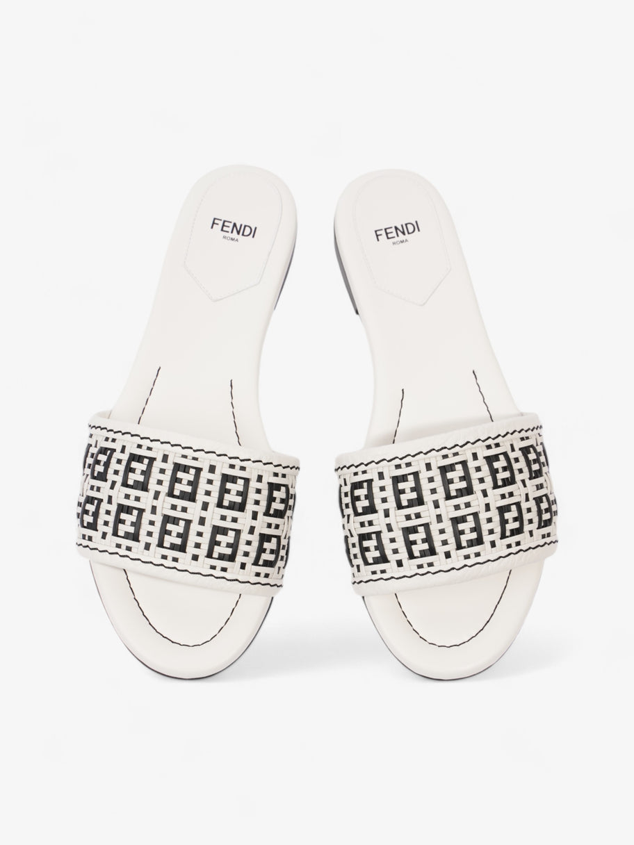 Fendi Ciabatta Slide White / Black Intrecciato Leather EU 37 UK 4 Image 6