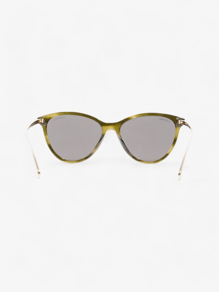 Chanel Cat Eye Sunglasses Green Gold Acetate 140mm Luxe Collective