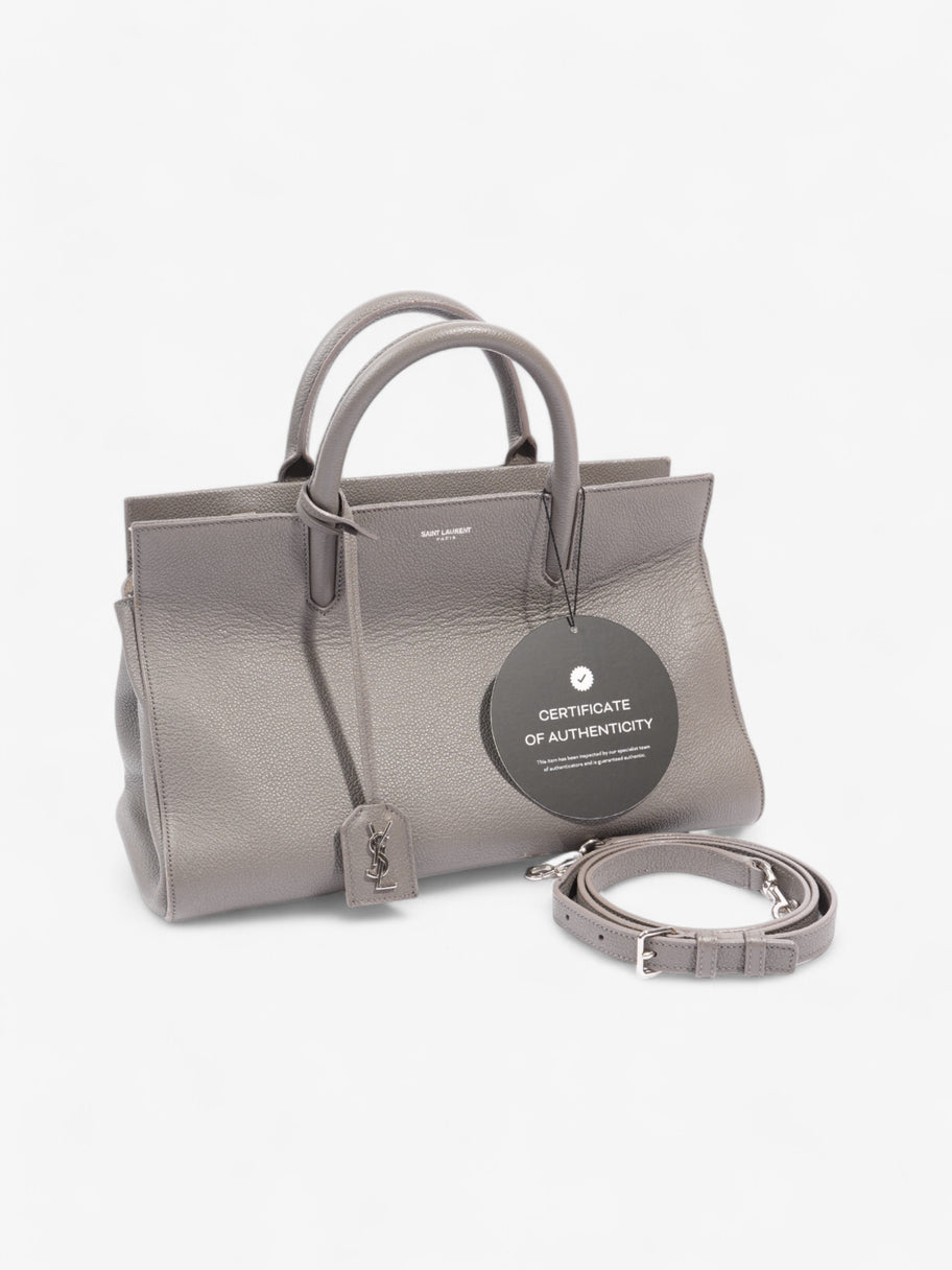 Saint Laurent Rive Gauche Cabas Tote Grey Grained Leather Image 9