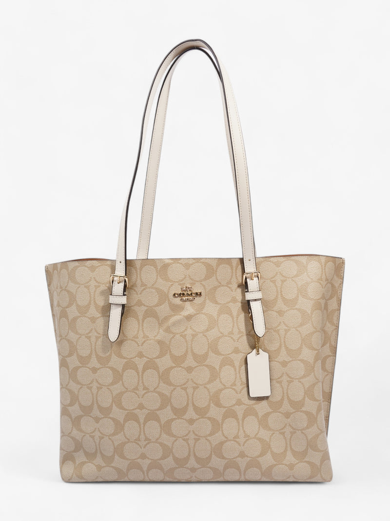  Coach Mollie Tote Beige / White Canvas