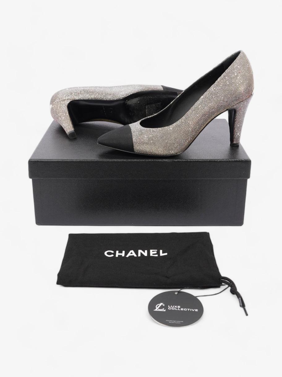 Chanel Pointed Cap Toe Pumps 70mm Black / Gold Canvas EU 36 UK 3 Image 10