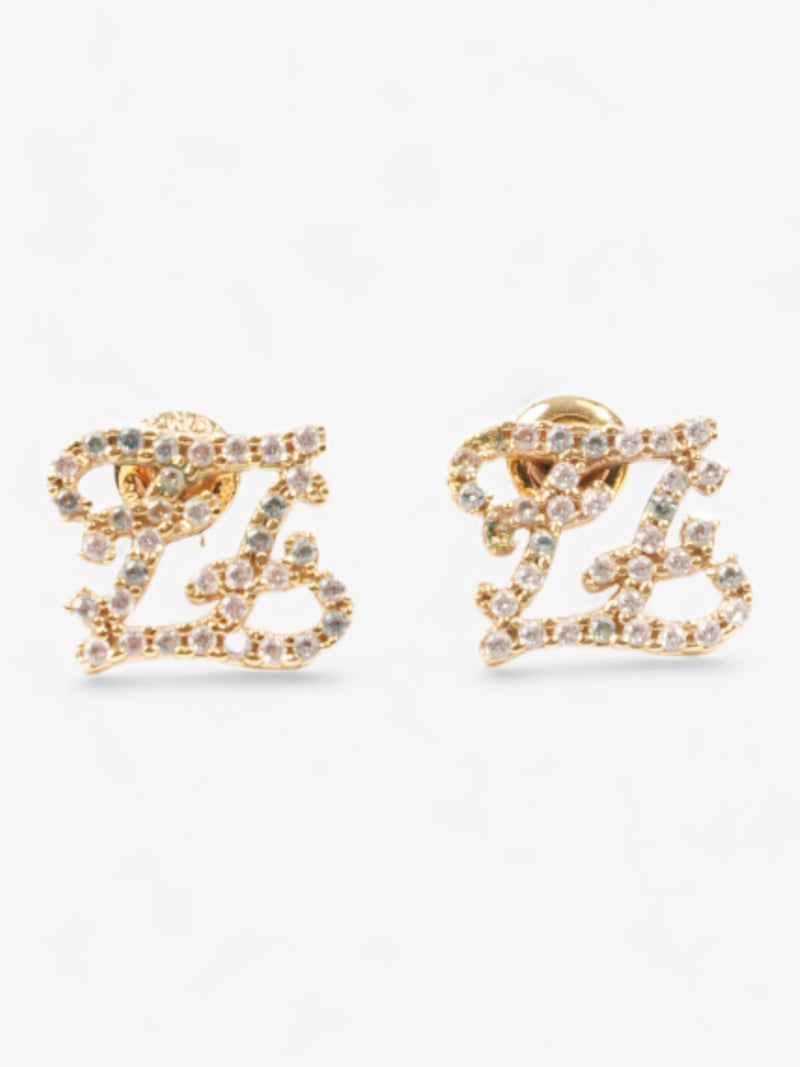  Fendi FF Earrings Gold / White Base Metal