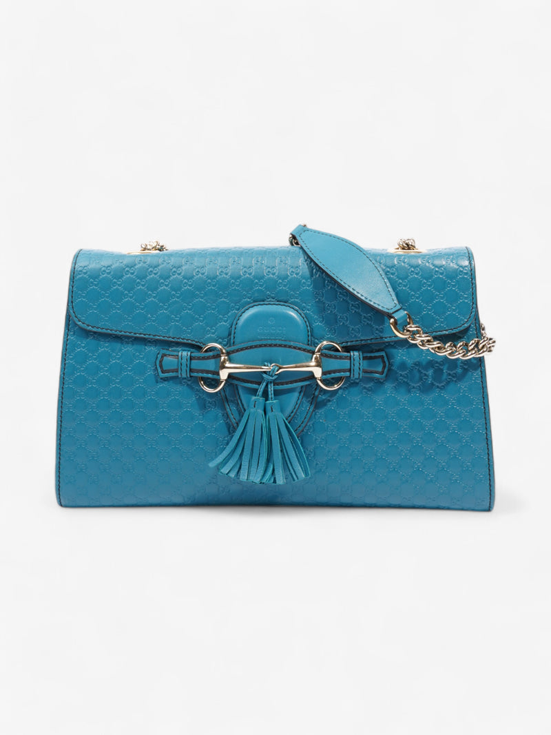  Gucci Emily Guccissima Chain Deep Cobalt Embossed Leather Medium