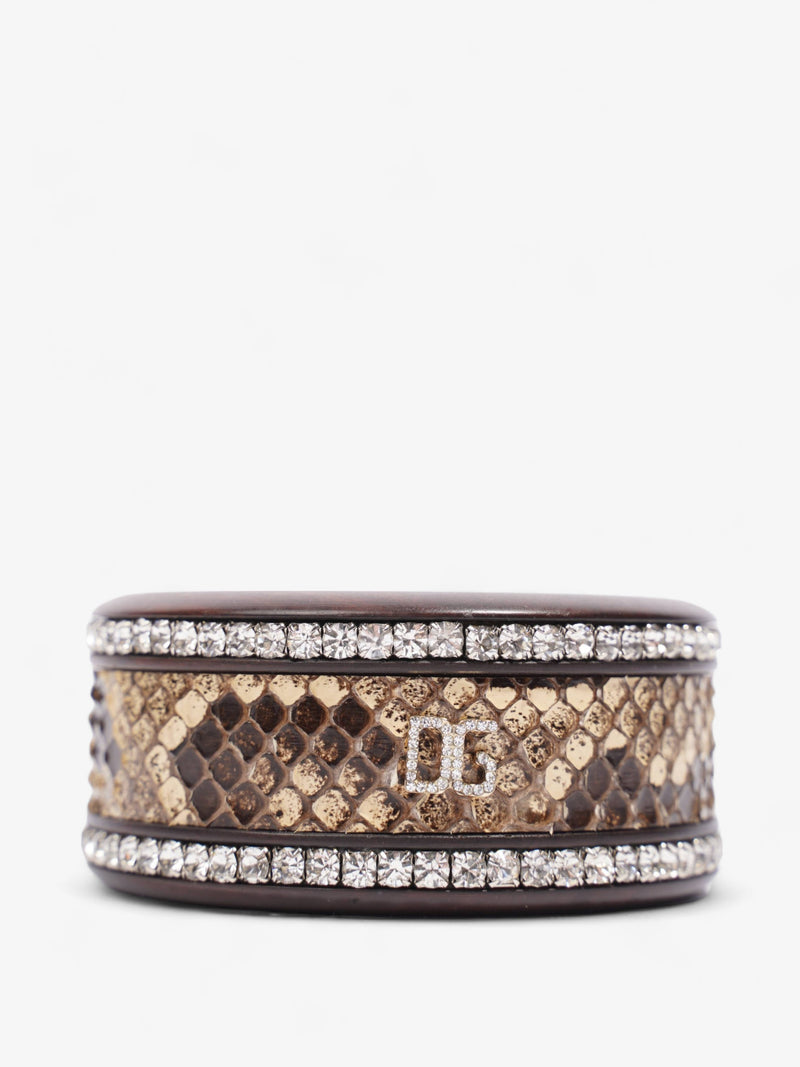  Dolce and Gabbana Python Crystal Bangle Brown Wood S