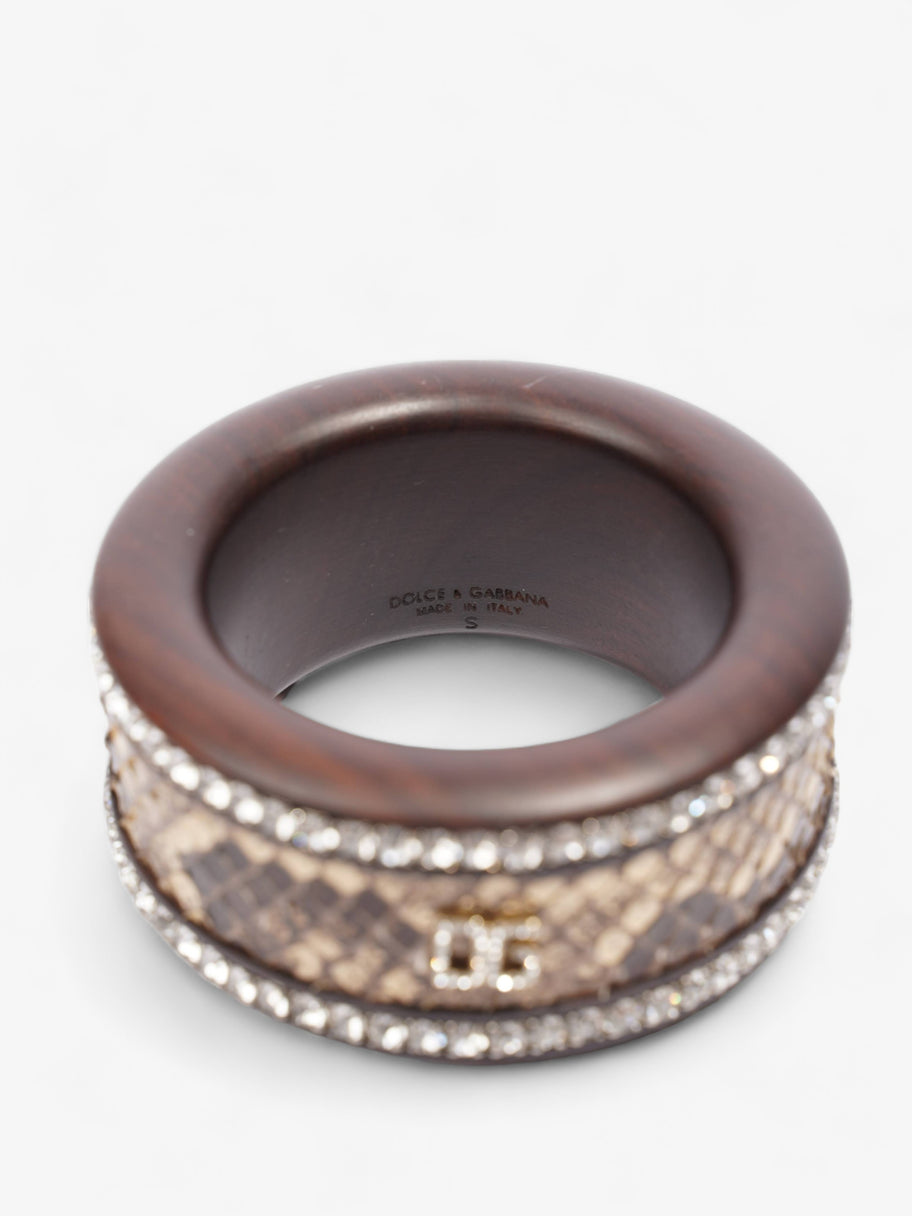 Dolce and Gabbana Python Crystal Bangle Brown Wood S Image 3