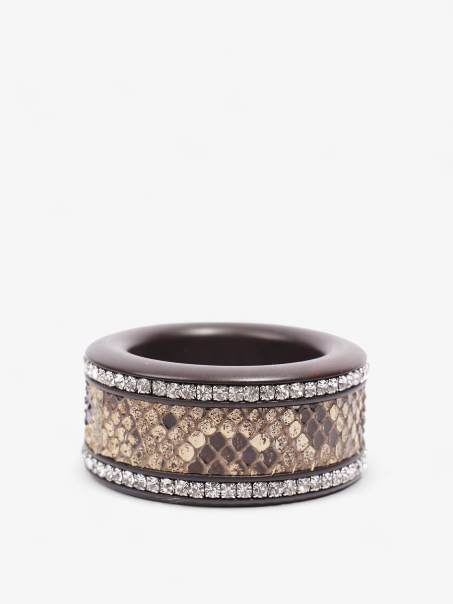 Dolce and Gabbana Python Crystal Bangle Brown Wood S Image 4