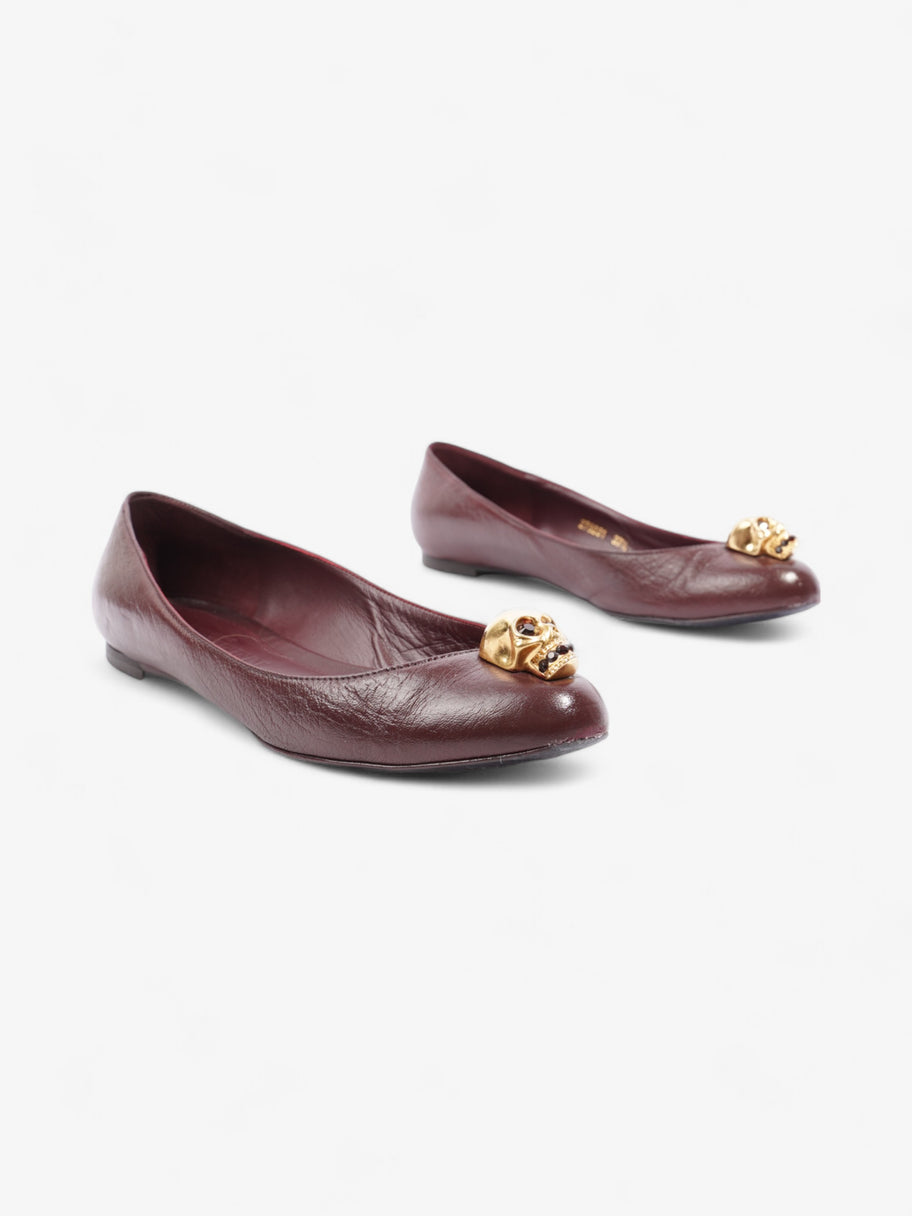 Alexander McQueen Skull Flats Wine Leather EU 37.5 UK 4.5 Image 2