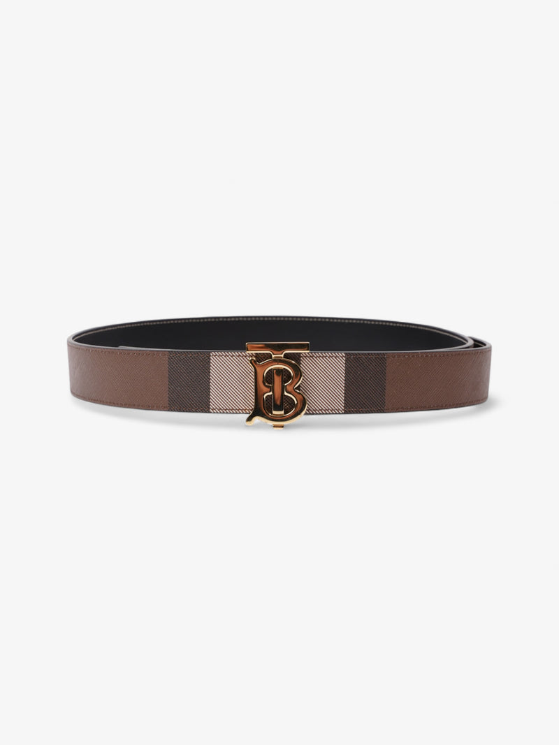  Burberry TB Reversible Giant Check Belt Dark Birch Brown Canvas Small - 106cm