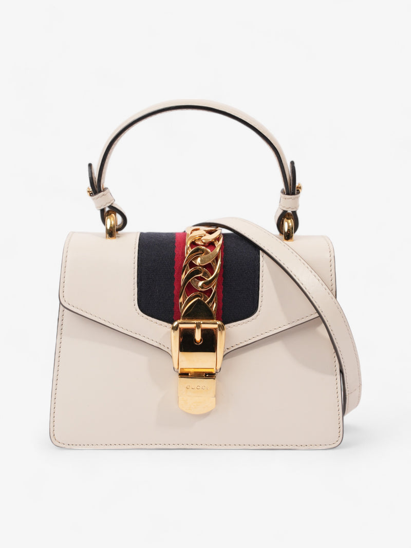  Gucci Sylvie White / Blue / Red Leather Mini