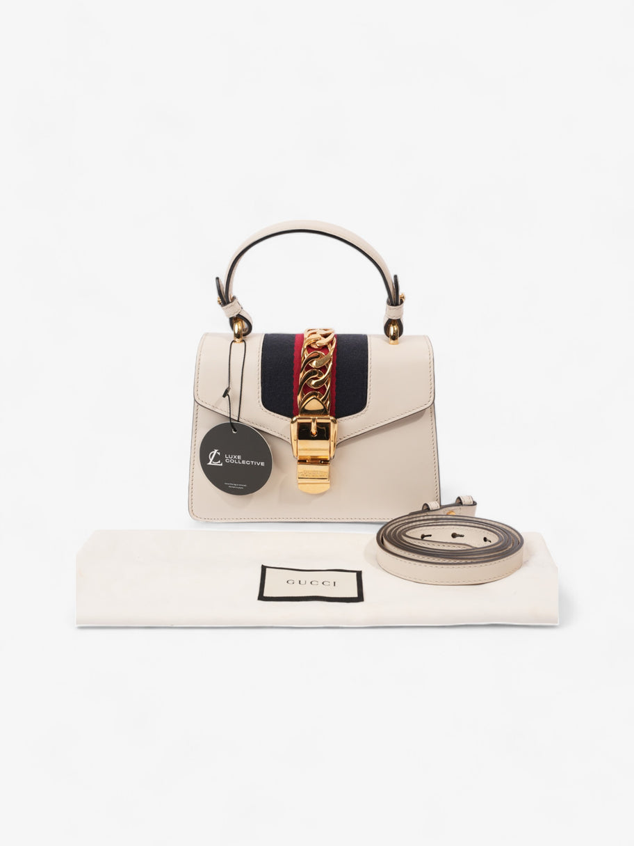 Gucci Sylvie White Blue Red Leather Mini Luxe Collective