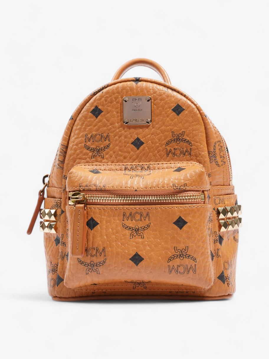 MCM Stark Backpack Light Brown / Black Coated Canvas Mini Image 1