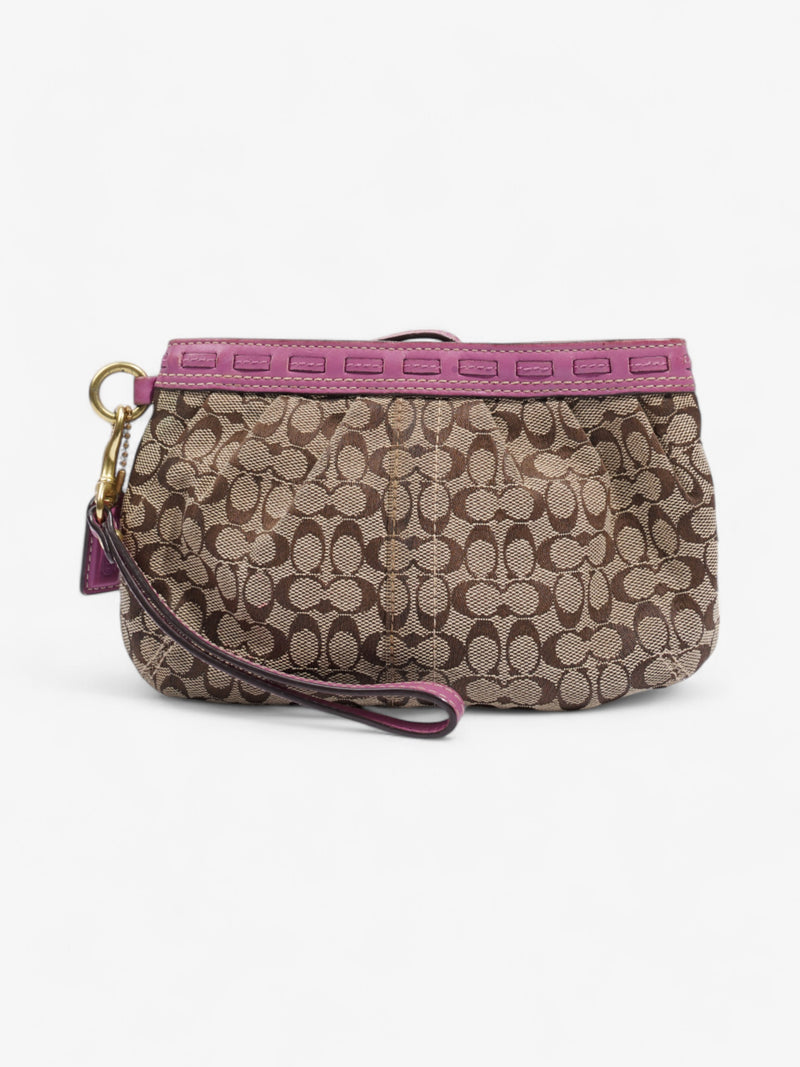  Coach Monogram Wristlet Brown / Orchid Canvas