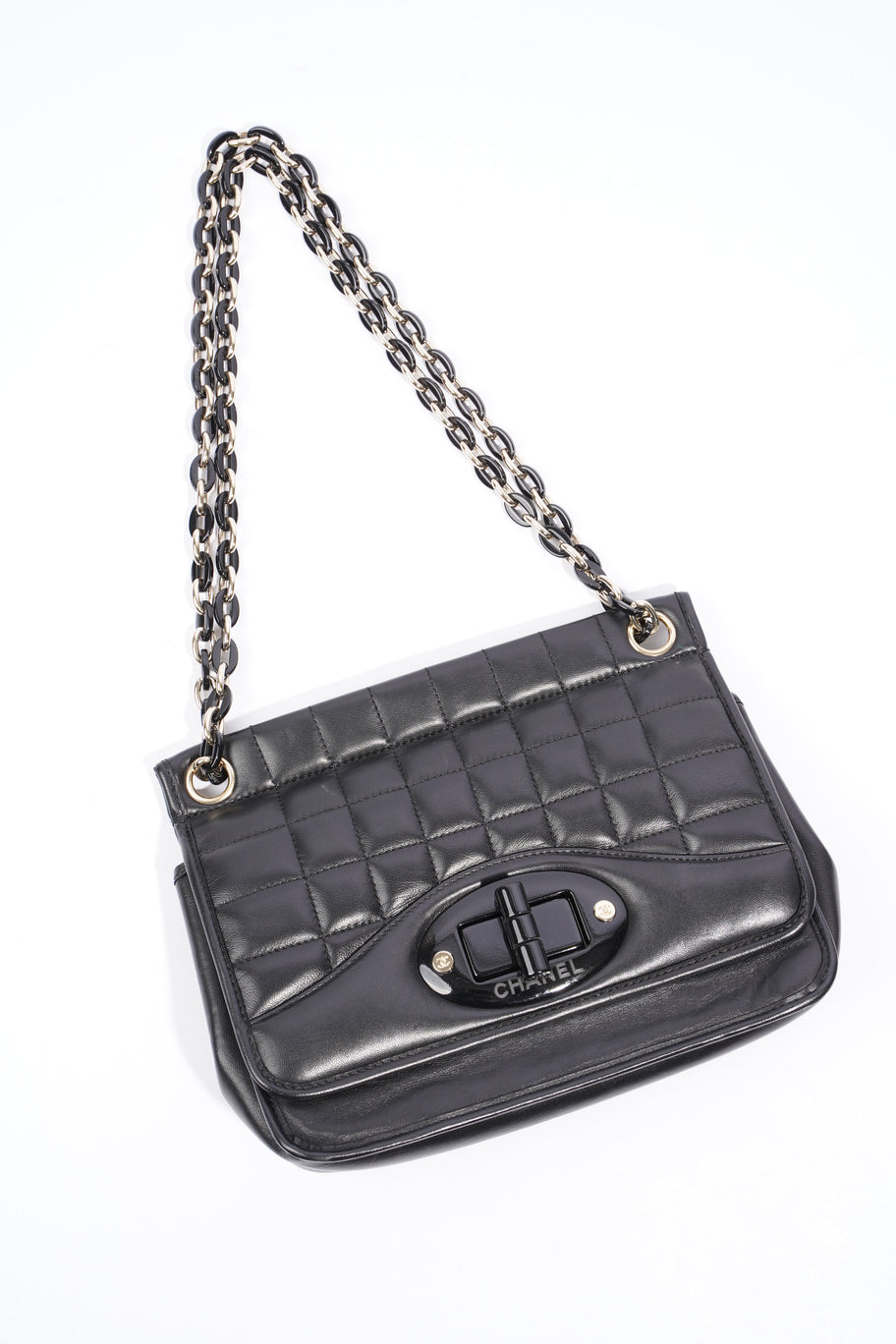 Chanel Chain Flap Black Leather Image 14